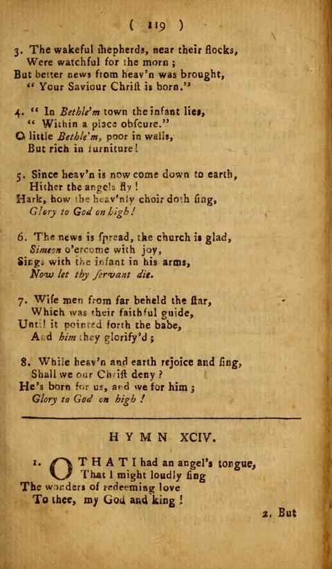 A Choice Collection of Hymns, in which are some never before printed page 119