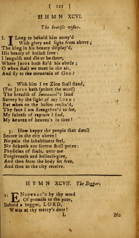 A Choice Collection of Hymns, in which are some never before printed page 121