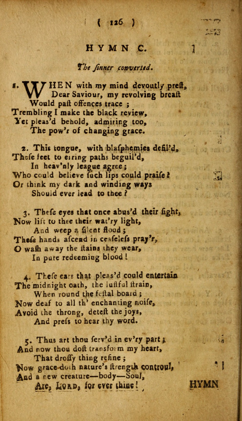 A Choice Collection of Hymns, in which are some never before printed page 126