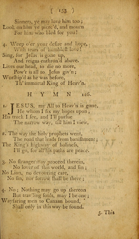 A Choice Collection of Hymns, in which are some never before printed page 153