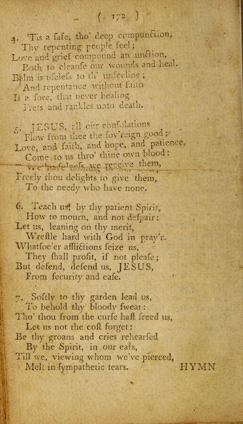 A Choice Collection of Hymns, in which are some never before printed page 172