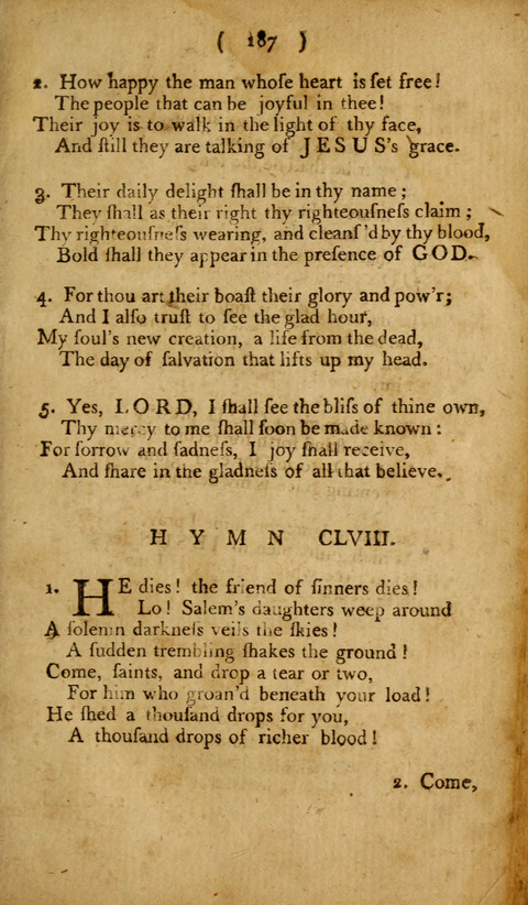 A Choice Collection of Hymns, in which are some never before printed page 187