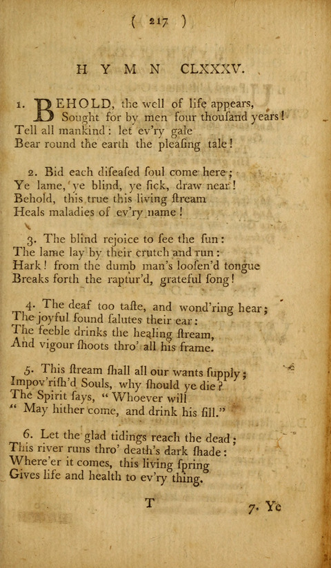 A Choice Collection of Hymns, in which are some never before printed page 217