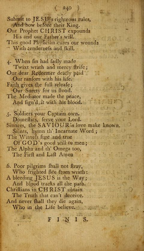 A Choice Collection of Hymns, in which are some never before printed page 240