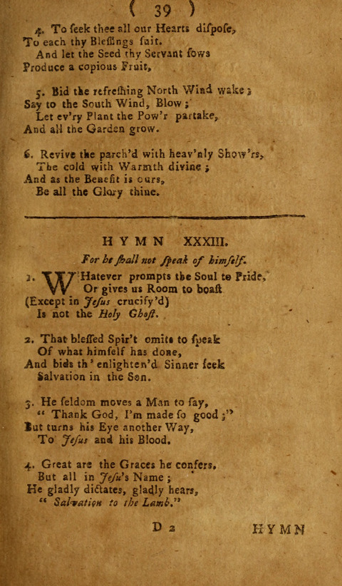 A Choice Collection of Hymns, in which are some never before printed page 37