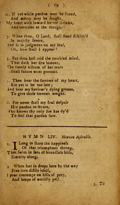 A Choice Collection of Hymns, in which are some never before printed page 67
