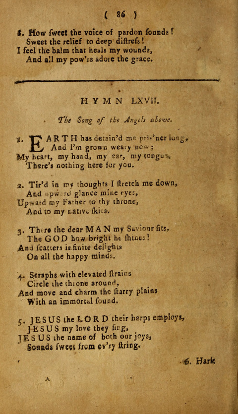 A Choice Collection of Hymns, in which are some never before printed page 86
