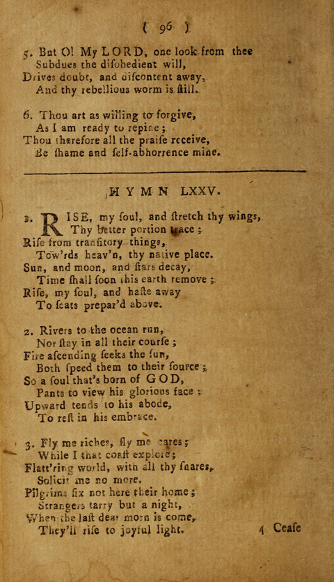A Choice Collection of Hymns, in which are some never before printed page 96