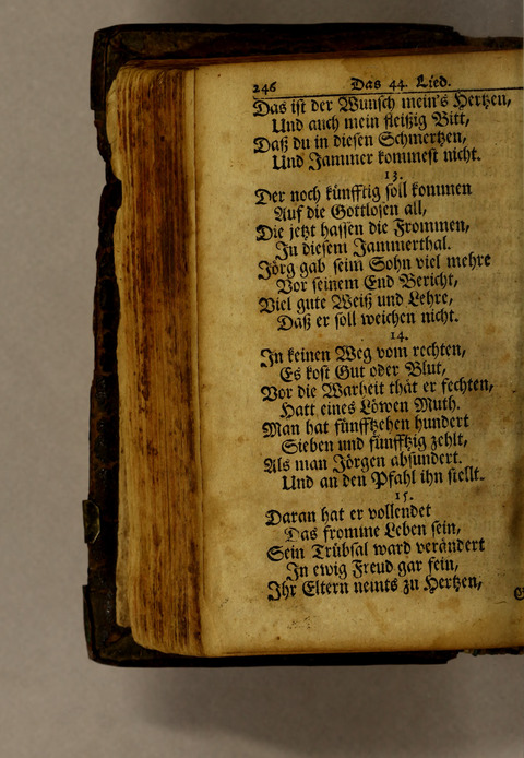 Ausbund, das ist: etliche schöne christliche lieder, wie sie in dem Gefängnüs zu Bassau in dem Schloss on den Schweitzer-Brüdern, und von andern rechtgläubigen Christen hin und her gedichtet worden page 248