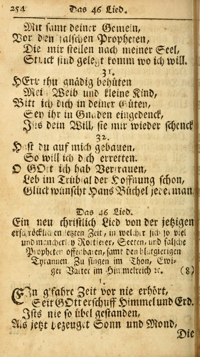 Ausbund, das ist Etliche Schöne Christliche Lieder wie sie in dem Gefängnüss zu Bassau in dem Schloß von den Schweitzer-Brüdern, und von anderen rechtgläubigen Christen hin und her gedichtet worden... page 254