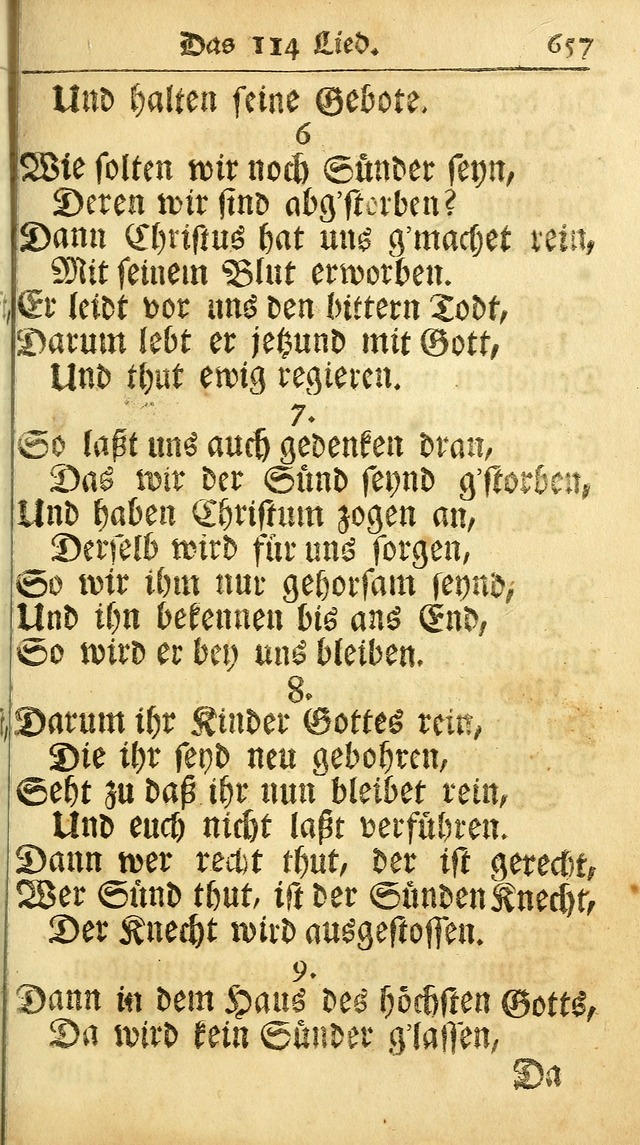 Ausbund, das ist Etliche Schöne Christliche Lieder wie sie in dem Gefängnüss zu Bassau in dem Schloß von den Schweitzer-Brüdern, und von anderen rechtgläubigen Christen hin und her gedichtet worden... page 657