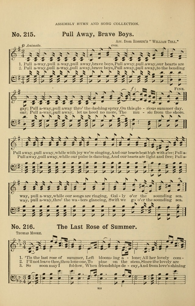 The Assembly Hymn and Song Collection: designed for use in chapel, assembly, convocation, or general exercises of schools, normals, colleges and universities. (3rd ed.) page 202