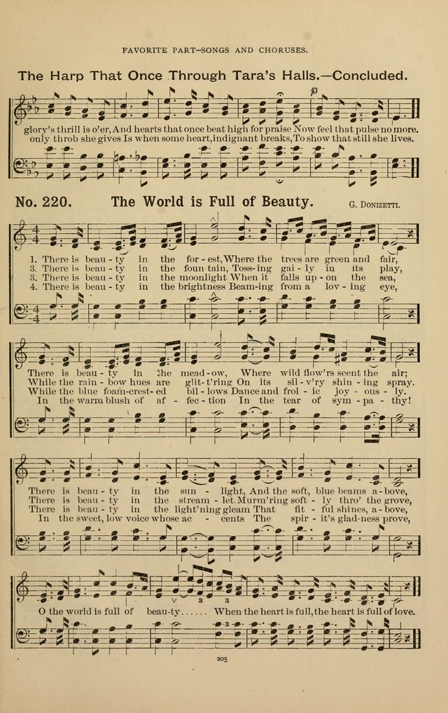 The Assembly Hymn and Song Collection: designed for use in chapel, assembly, convocation, or general exercises of schools, normals, colleges and universities. (3rd ed.) page 205