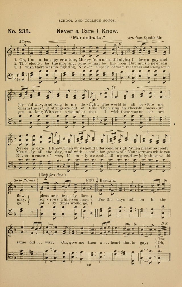 The Assembly Hymn and Song Collection: designed for use in chapel, assembly, convocation, or general exercises of schools, normals, colleges and universities. (3rd ed.) page 227
