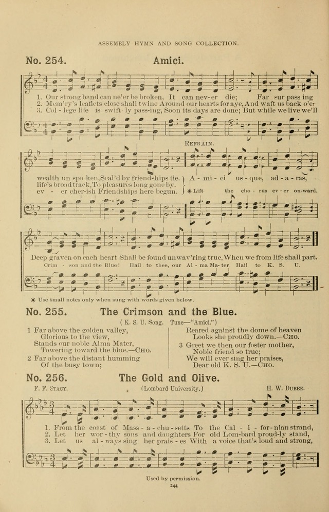The Assembly Hymn and Song Collection: designed for use in chapel, assembly, convocation, or general exercises of schools, normals, colleges and universities. (3rd ed.) page 246