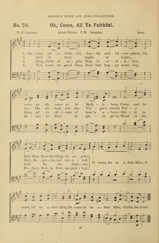 The Assembly Hymn and Song Collection: designed for use in chapel, assembly, convocation, or general exercises of schools, normals, colleges and universities. (3rd ed.) page 40