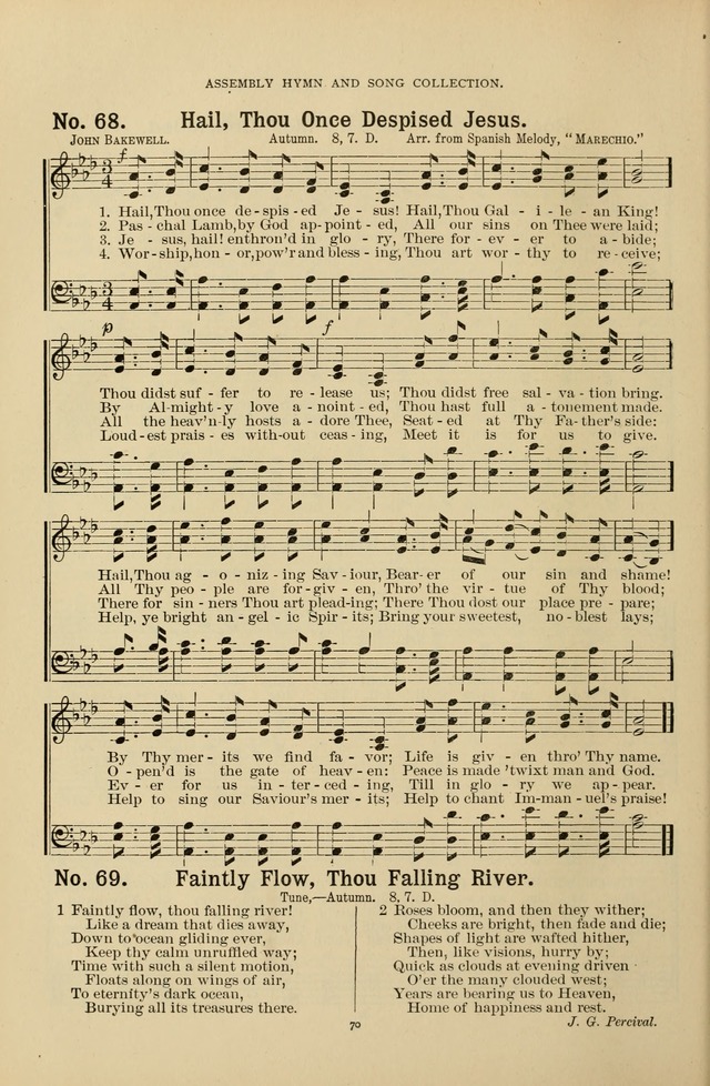 The Assembly Hymn and Song Collection: designed for use in chapel, assembly, convocation, or general exercises of schools, normals, colleges and universities. (3rd ed.) page 70