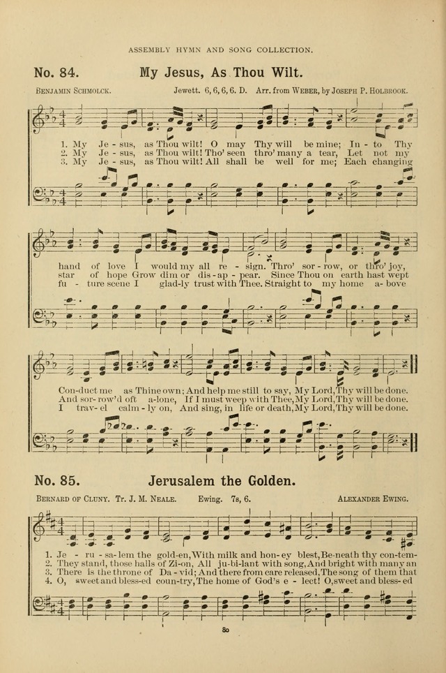 The Assembly Hymn and Song Collection: designed for use in chapel, assembly, convocation, or general exercises of schools, normals, colleges and universities. (3rd ed.) page 80