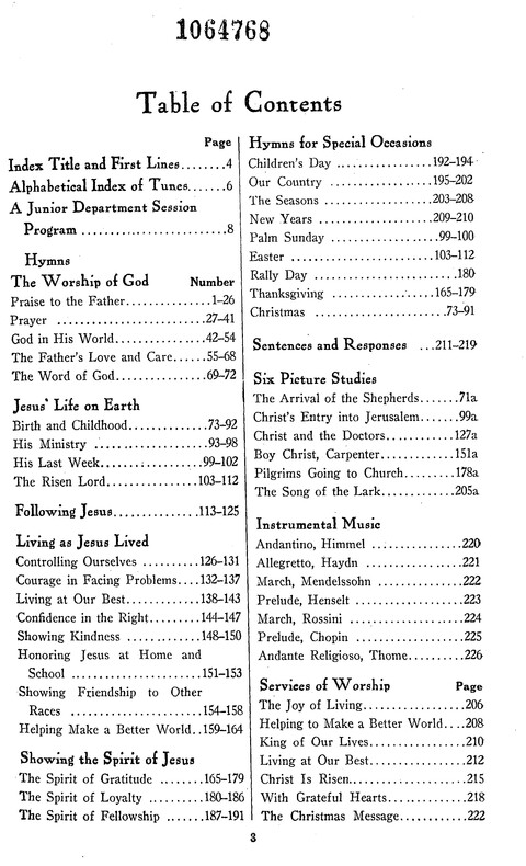 American Junior Church School Hymnal page vi