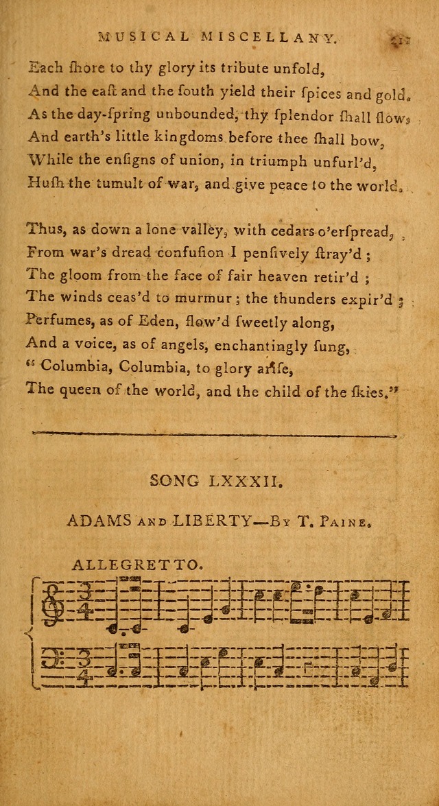 The American Musical Miscellany: a collection of the newest and most approved songs, set to music page 197
