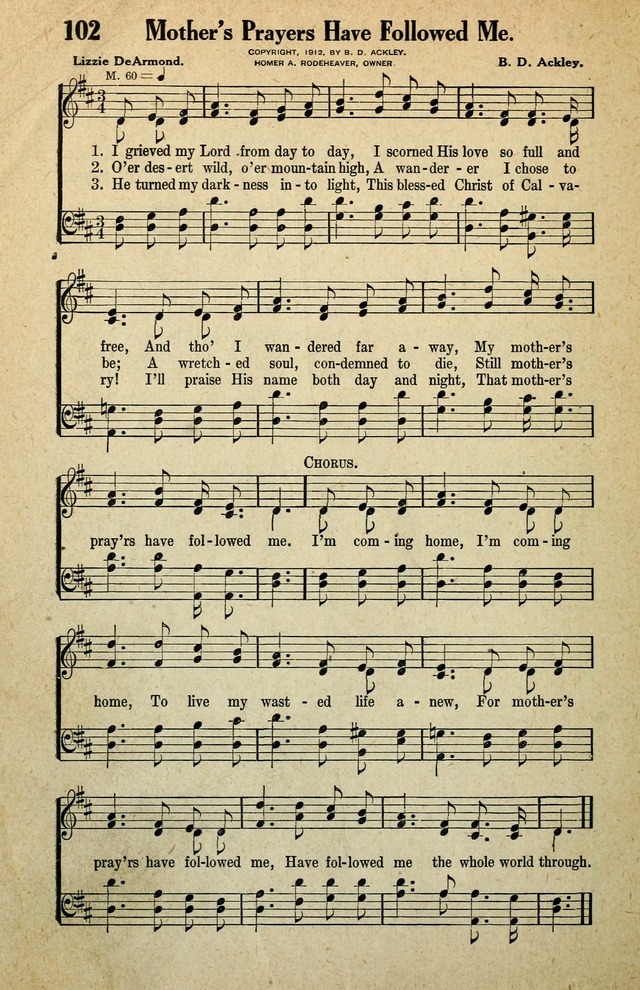 Awakening Songs for the Church, Sunday School and Evangelistic Services page 102