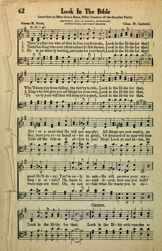 Awakening Songs for the Church, Sunday School and Evangelistic Services page 62