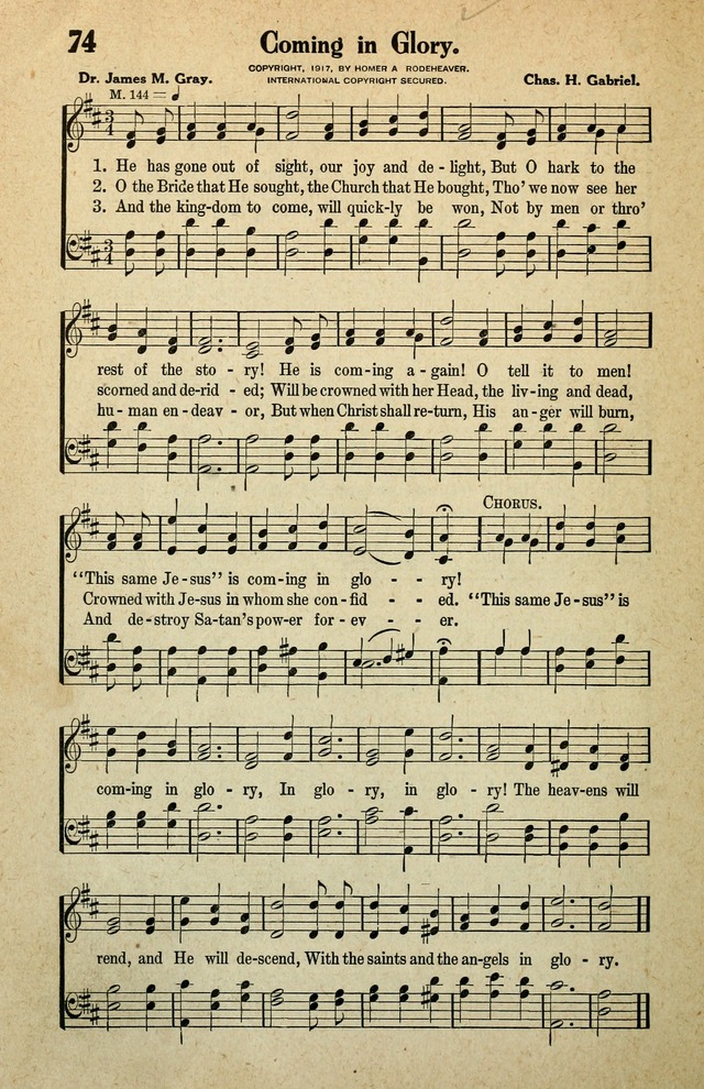 Awakening Songs for the Church, Sunday School and Evangelistic Services page 74