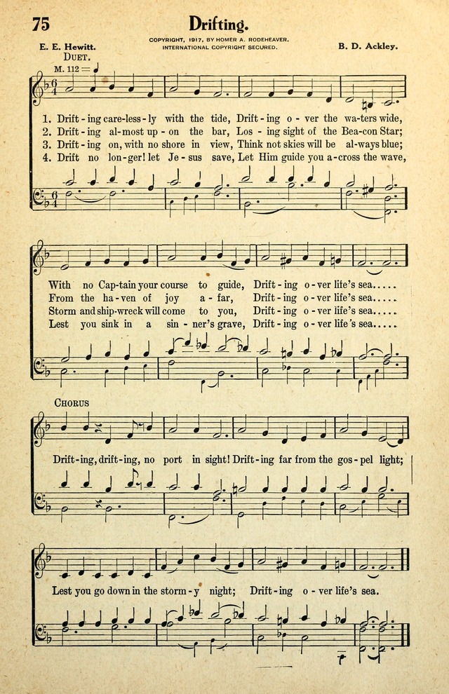 Awakening Songs for the Church, Sunday School and Evangelistic Services page 75