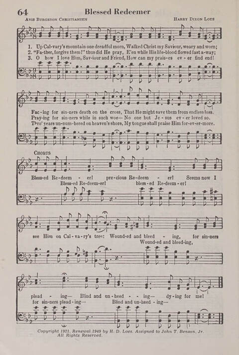 The American Service Hymnal: a collection of the great hymns and gospel songs, new and old, whose melodies and truths will meet the needs of all churches page 62