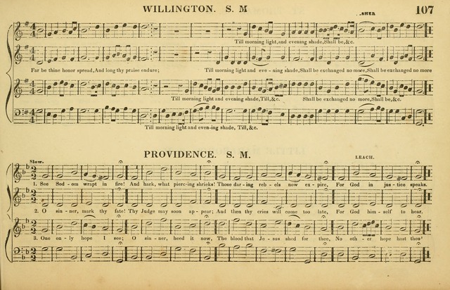 The American Vocalist: a selection of tunes, anthems, sentences, and hymns, old and new: designed for the church, the vestry, or the parlor; adapted to every variety of metre in common use. (Rev. ed.) page 107