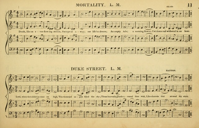 The American Vocalist: a selection of tunes, anthems, sentences, and hymns, old and new: designed for the church, the vestry, or the parlor; adapted to every variety of metre in common use. (Rev. ed.) page 11