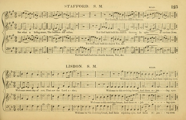 The American Vocalist: a selection of tunes, anthems, sentences, and hymns, old and new: designed for the church, the vestry, or the parlor; adapted to every variety of metre in common use. (Rev. ed.) page 125