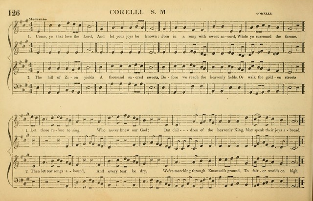 The American Vocalist: a selection of tunes, anthems, sentences, and hymns, old and new: designed for the church, the vestry, or the parlor; adapted to every variety of metre in common use. (Rev. ed.) page 126