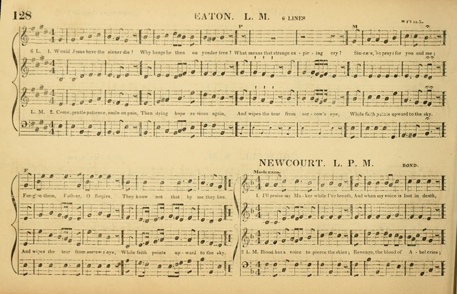 The American Vocalist: a selection of tunes, anthems, sentences, and hymns, old and new: designed for the church, the vestry, or the parlor; adapted to every variety of metre in common use. (Rev. ed.) page 128