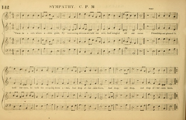 The American Vocalist: a selection of tunes, anthems, sentences, and hymns, old and new: designed for the church, the vestry, or the parlor; adapted to every variety of metre in common use. (Rev. ed.) page 142