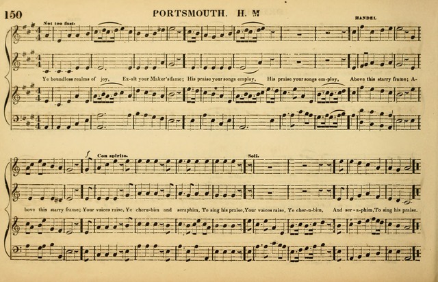 The American Vocalist: a selection of tunes, anthems, sentences, and hymns, old and new: designed for the church, the vestry, or the parlor; adapted to every variety of metre in common use. (Rev. ed.) page 150