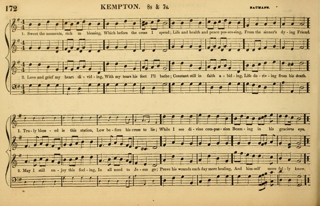 The American Vocalist: a selection of tunes, anthems, sentences, and hymns, old and new: designed for the church, the vestry, or the parlor; adapted to every variety of metre in common use. (Rev. ed.) page 172