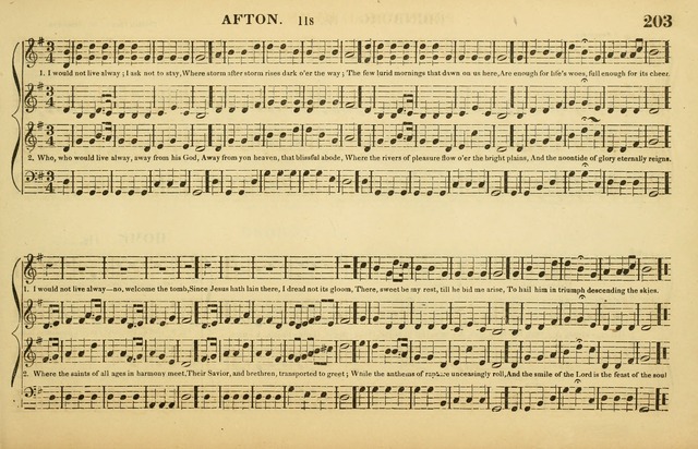 The American Vocalist: a selection of tunes, anthems, sentences, and hymns, old and new: designed for the church, the vestry, or the parlor; adapted to every variety of metre in common use. (Rev. ed.) page 203
