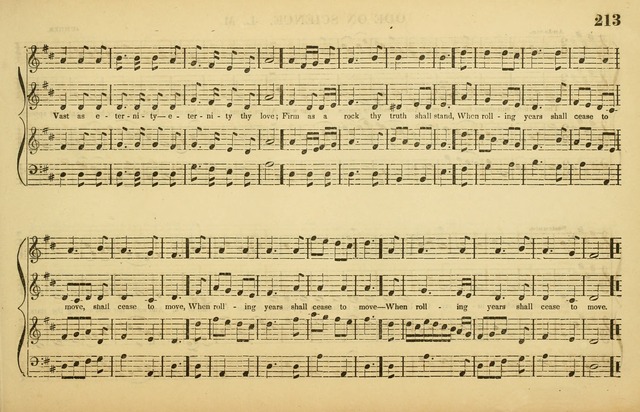 The American Vocalist: a selection of tunes, anthems, sentences, and hymns, old and new: designed for the church, the vestry, or the parlor; adapted to every variety of metre in common use. (Rev. ed.) page 213