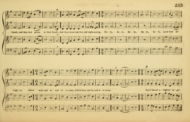 The American Vocalist: a selection of tunes, anthems, sentences, and hymns, old and new: designed for the church, the vestry, or the parlor; adapted to every variety of metre in common use. (Rev. ed.) page 243