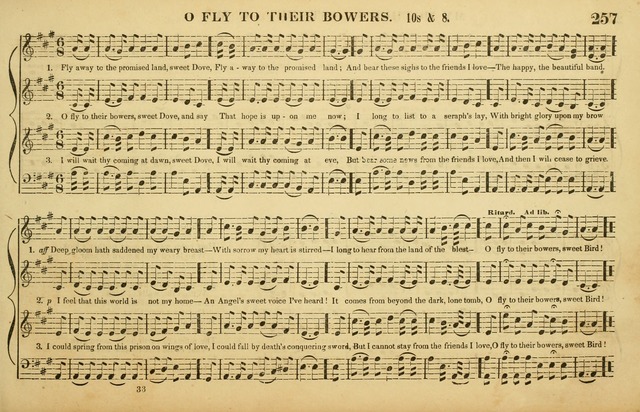 The American Vocalist: a selection of tunes, anthems, sentences, and hymns, old and new: designed for the church, the vestry, or the parlor; adapted to every variety of metre in common use. (Rev. ed.) page 257