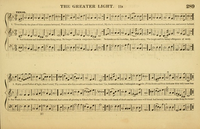 The American Vocalist: a selection of tunes, anthems, sentences, and hymns, old and new: designed for the church, the vestry, or the parlor; adapted to every variety of metre in common use. (Rev. ed.) page 289