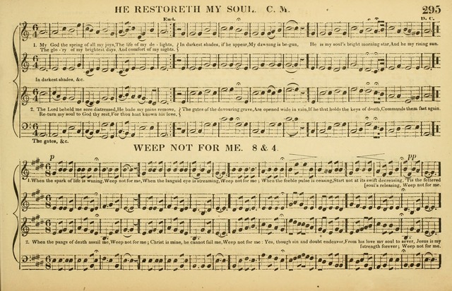 The American Vocalist: a selection of tunes, anthems, sentences, and hymns, old and new: designed for the church, the vestry, or the parlor; adapted to every variety of metre in common use. (Rev. ed.) page 295