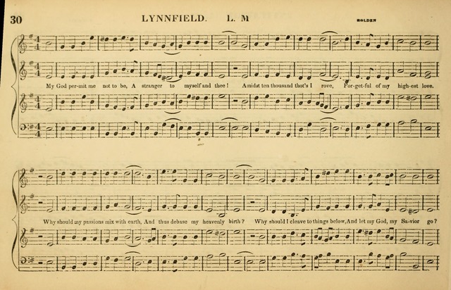 The American Vocalist: a selection of tunes, anthems, sentences, and hymns, old and new: designed for the church, the vestry, or the parlor; adapted to every variety of metre in common use. (Rev. ed.) page 30