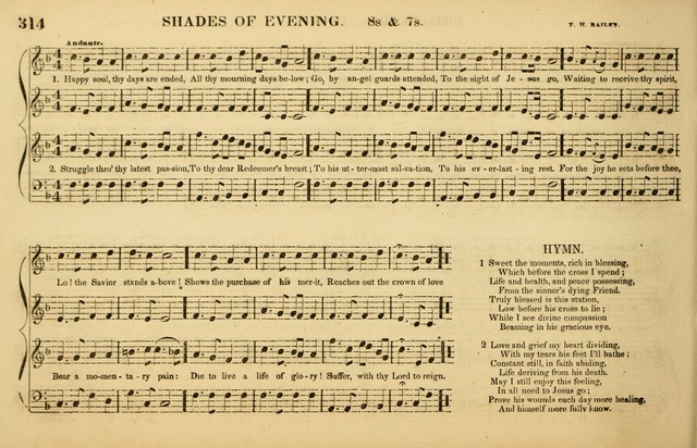 The American Vocalist: a selection of tunes, anthems, sentences, and hymns, old and new: designed for the church, the vestry, or the parlor; adapted to every variety of metre in common use. (Rev. ed.) page 314
