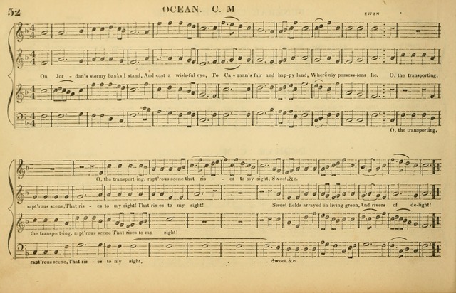 The American Vocalist: a selection of tunes, anthems, sentences, and hymns, old and new: designed for the church, the vestry, or the parlor; adapted to every variety of metre in common use. (Rev. ed.) page 52