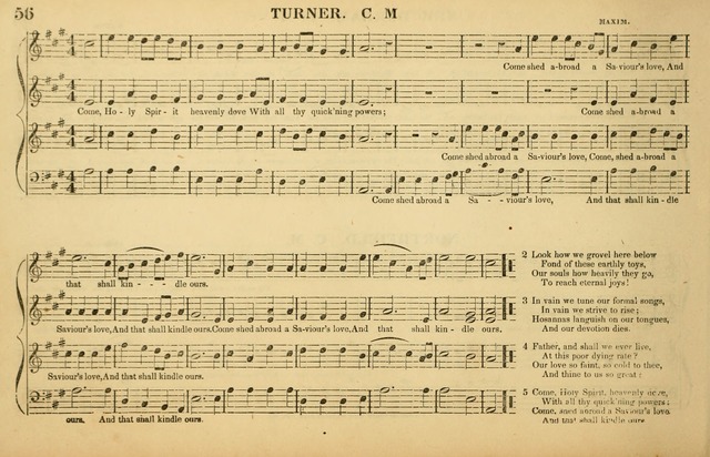 The American Vocalist: a selection of tunes, anthems, sentences, and hymns, old and new: designed for the church, the vestry, or the parlor; adapted to every variety of metre in common use. (Rev. ed.) page 56