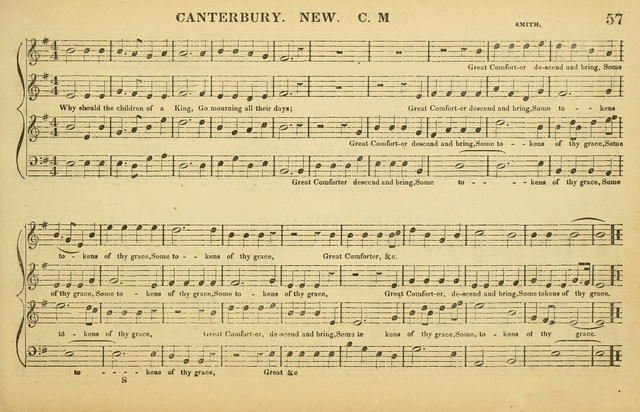 The American Vocalist: a selection of tunes, anthems, sentences, and hymns, old and new: designed for the church, the vestry, or the parlor; adapted to every variety of metre in common use. (Rev. ed.) page 57