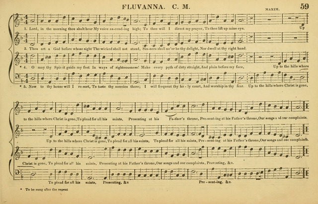 The American Vocalist: a selection of tunes, anthems, sentences, and hymns, old and new: designed for the church, the vestry, or the parlor; adapted to every variety of metre in common use. (Rev. ed.) page 59