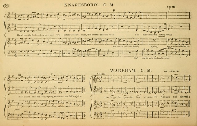 The American Vocalist: a selection of tunes, anthems, sentences, and hymns, old and new: designed for the church, the vestry, or the parlor; adapted to every variety of metre in common use. (Rev. ed.) page 62
